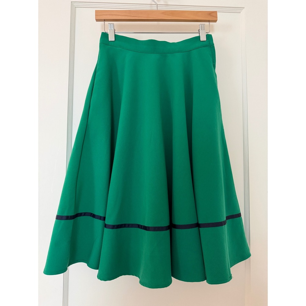 ModCloth Just This Sway Green A-Line Circle Skirt Size S Retro Pockets